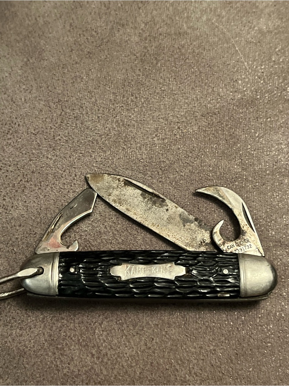 Imperial Kamp-King Black Pocket Knife with Multi-Tool Blades